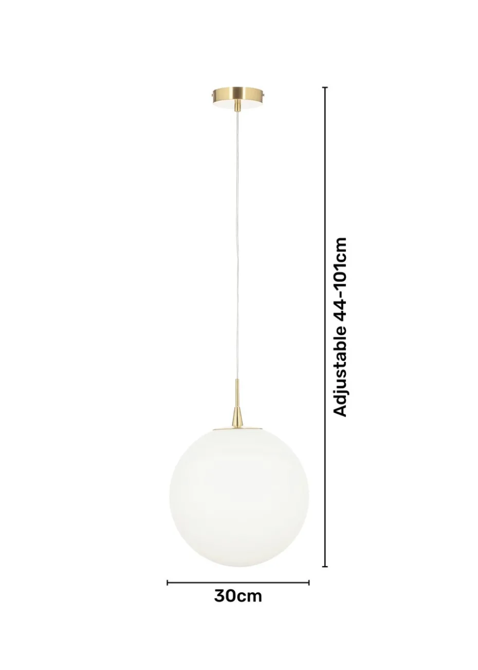 BHS Hol Opal Glass Sphere Pendant Light (100cm x 30cm x 30cm)