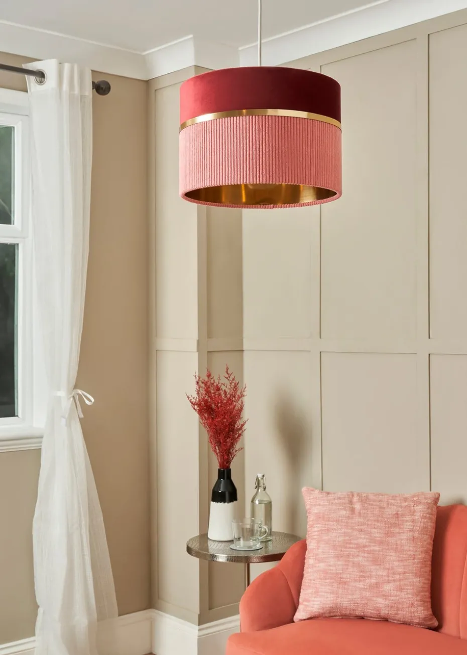 BHS Lighting Juel Velvet Easyfit Pink Shade (20cm x 30cm)