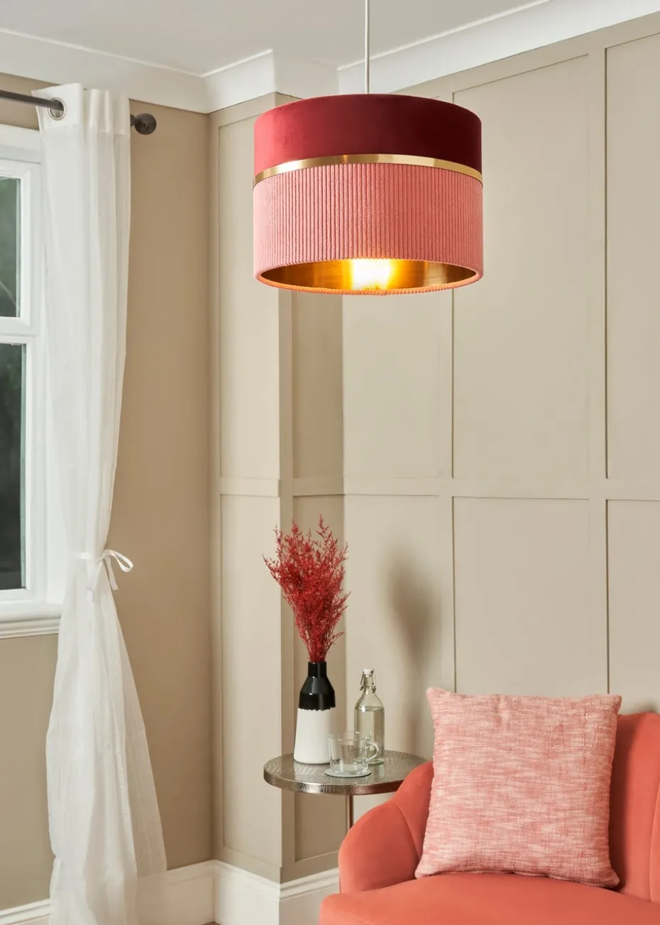 BHS Lighting Juel Velvet Easyfit Pink Shade (20cm x 30cm)