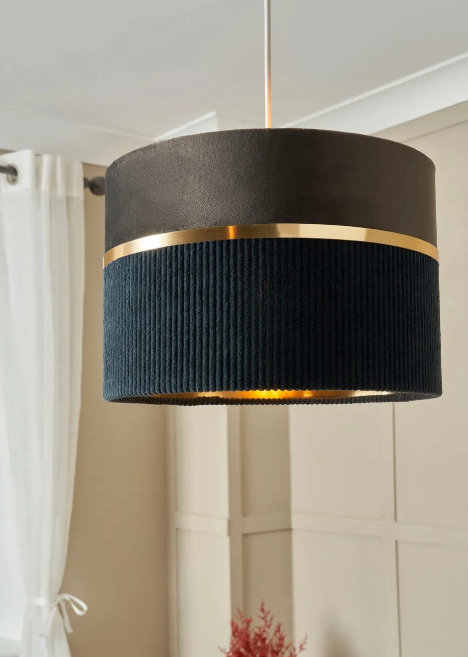 BHS Lighting Juel Velvet Easyfit Grey & Blue Shade (20cm x 30cm)