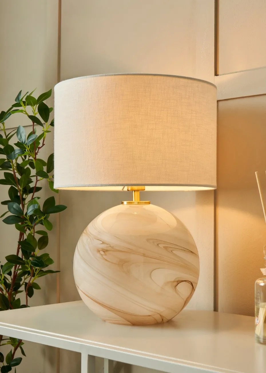 BHS Lighting Muna Marble Glass Table Lamp (42cm x 30cm)