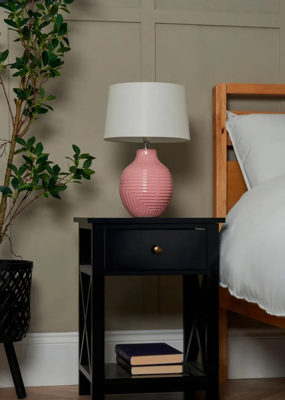 BHS Lighting Polly Pink Ceramic Table Lamp (39cm x 26cm)