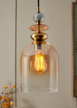 BHS Lighting Teyana Brass Glass 1 Light Cascade (50-130cm x 18cm)