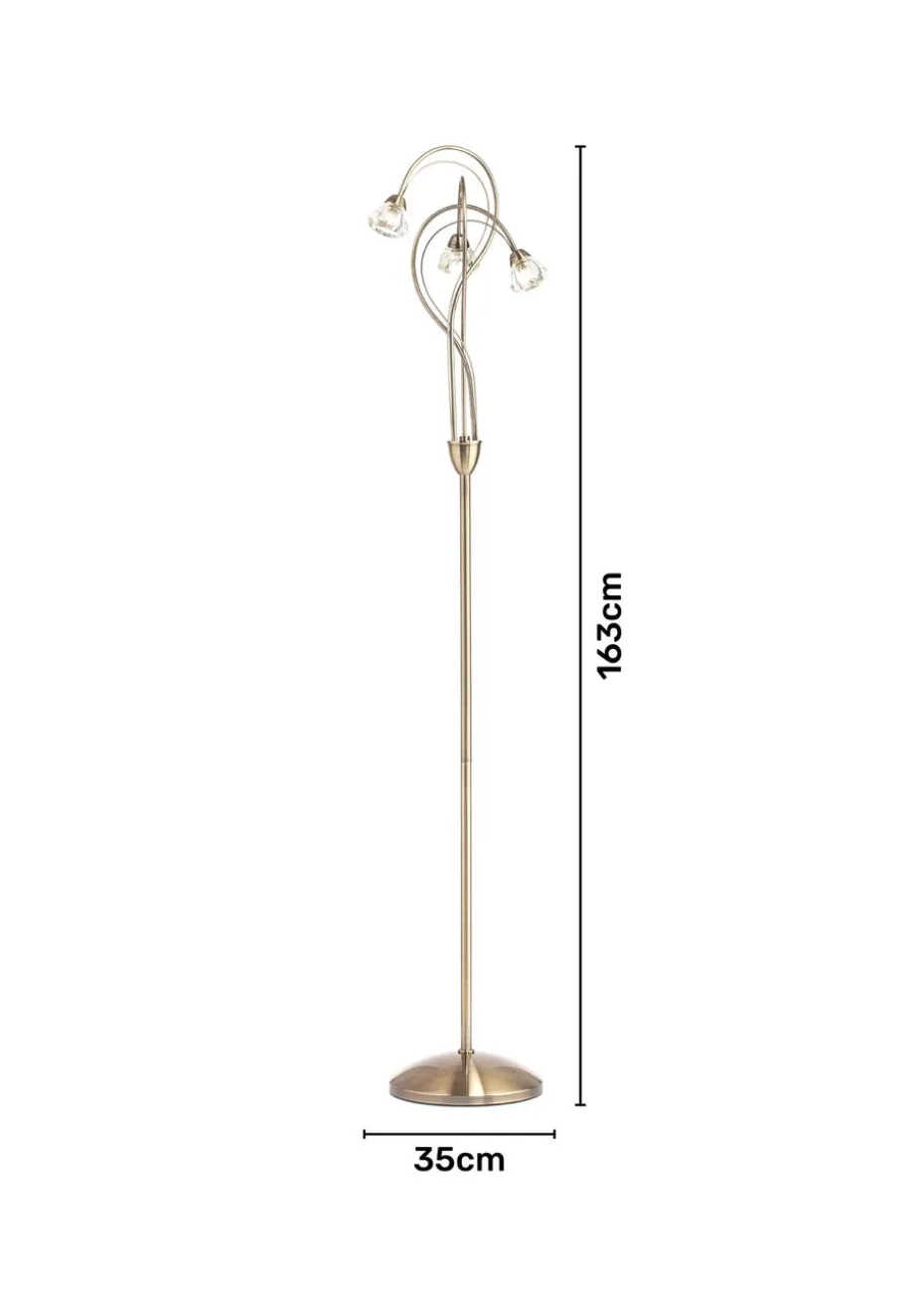 BHS Marianne Floor Lamp 3 Light Antique Brass (163cm x 35cm)
