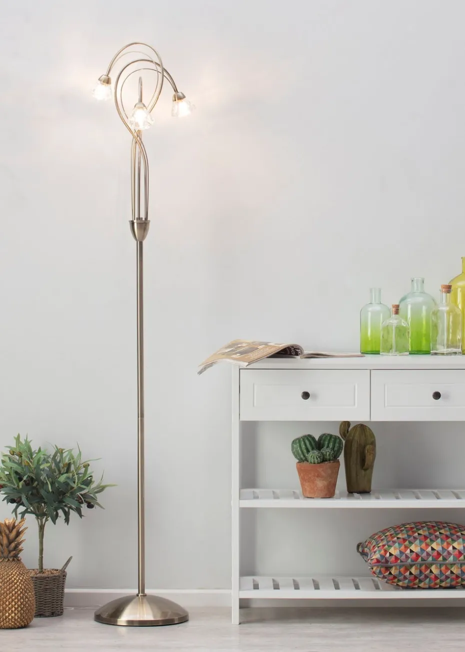 BHS Marianne Floor Lamp 3 Light Antique Brass (163cm x 35cm)