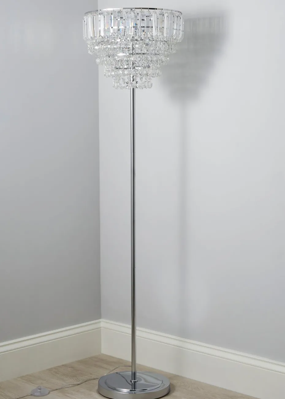 BHS Paladina Floor Lamp 3 Light Chrome (157cm x 47cm)