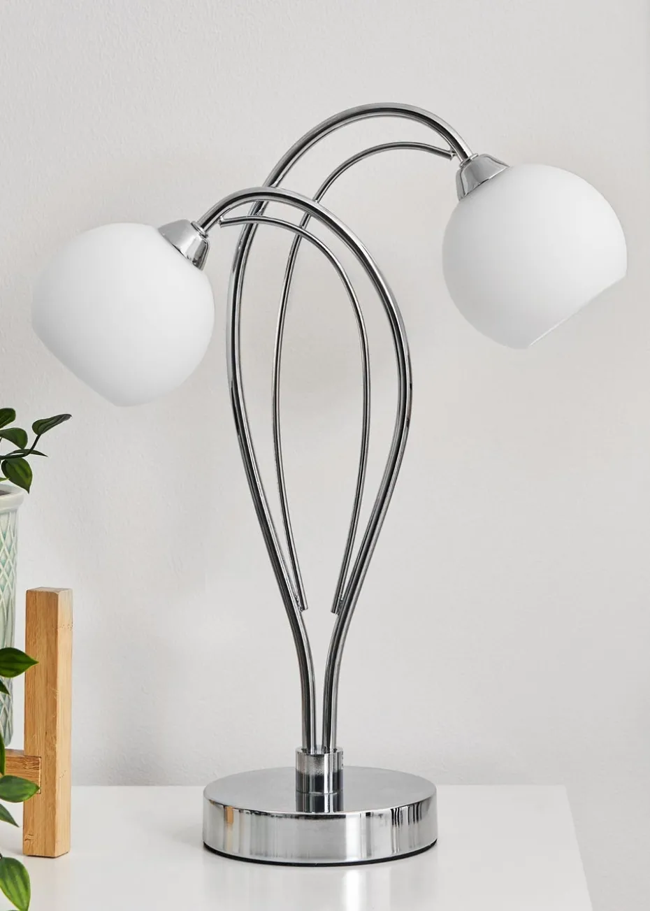 BHS Soni Table Lamp 2 Light Chrome (38cm x 31cm)