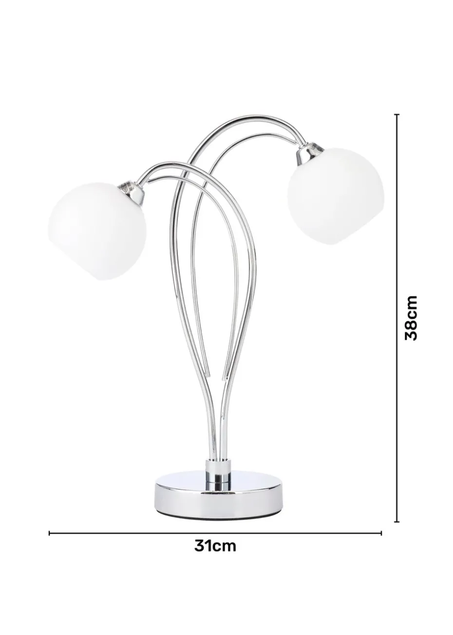 BHS Soni Table Lamp 2 Light Chrome (38cm x 31cm)