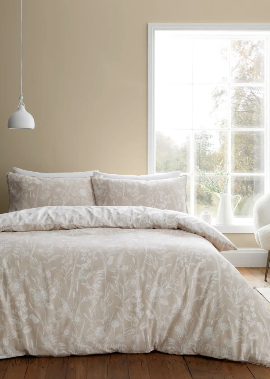 Bianca Fine Linens Brushed Cotton Floral Toile Reversible Duvet Cover Set