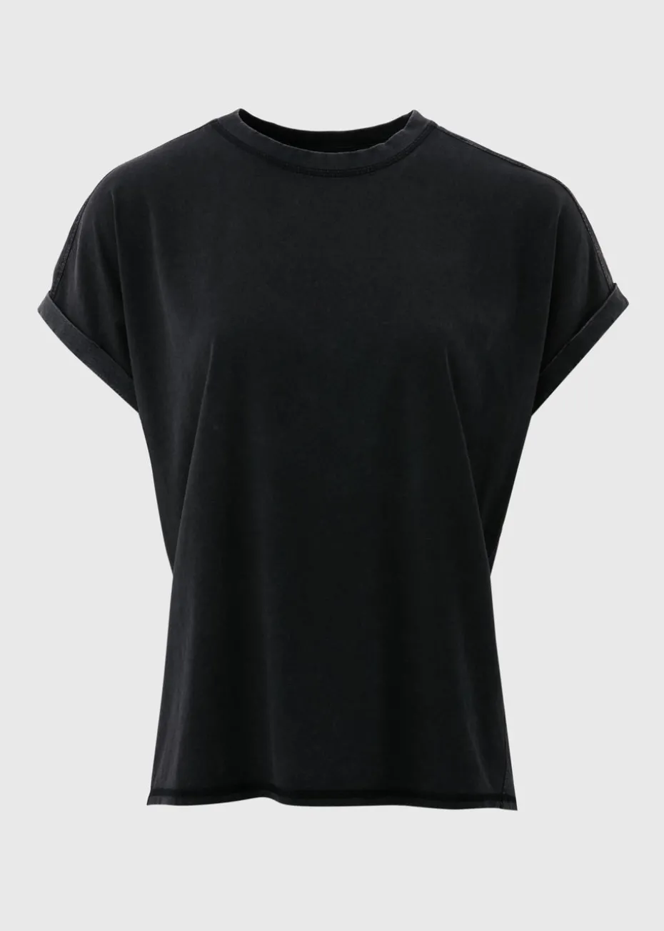 Black Acid Wash Longline T-Shirt