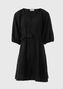 Black Belted Mini Tea Dress