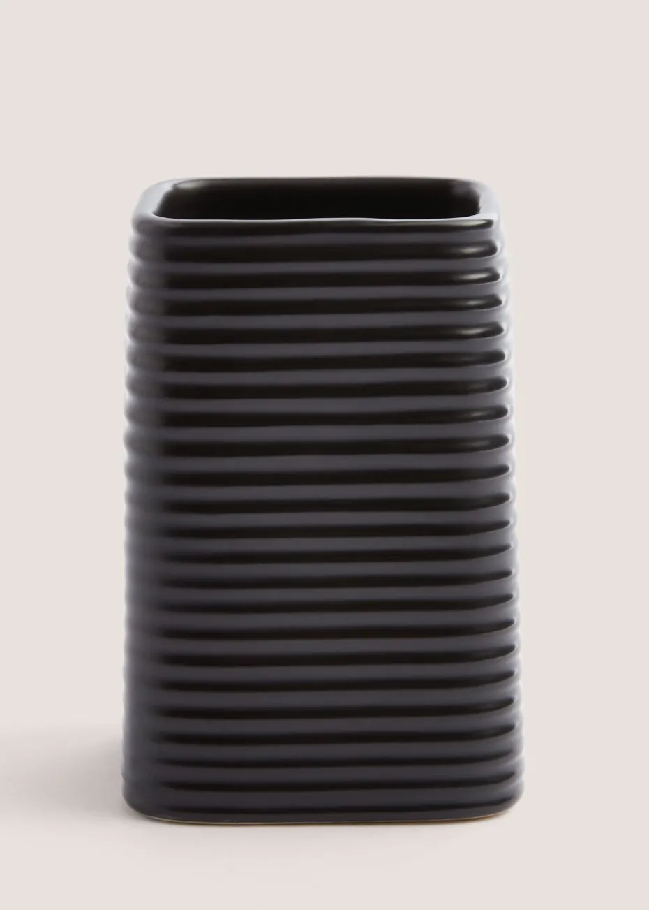 Black Ceramic Bathroom Tumbler - (7.5cm x 7.5cm x 11.5cm)