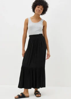 Black Cheesecloth Maxi Skirt