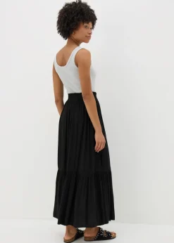 Black Cheesecloth Maxi Skirt