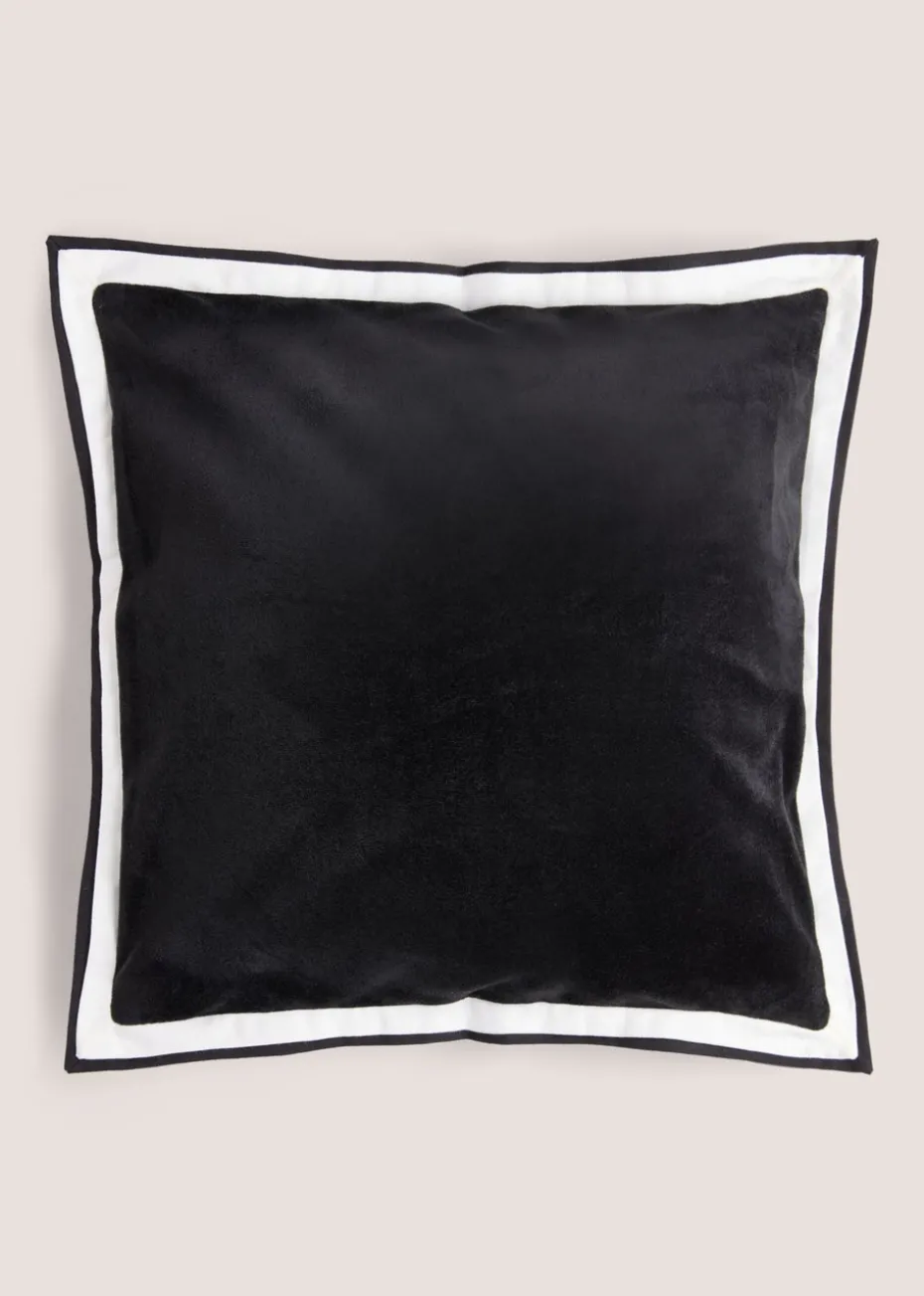 Black Contrast Edge Velvet Cushion