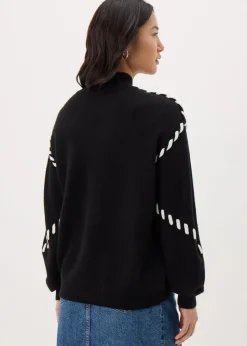 Black Contrast Stitch Jumper