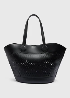 Black Cut Out Winged Tote