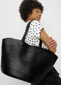 Black Cut Out Winged Tote