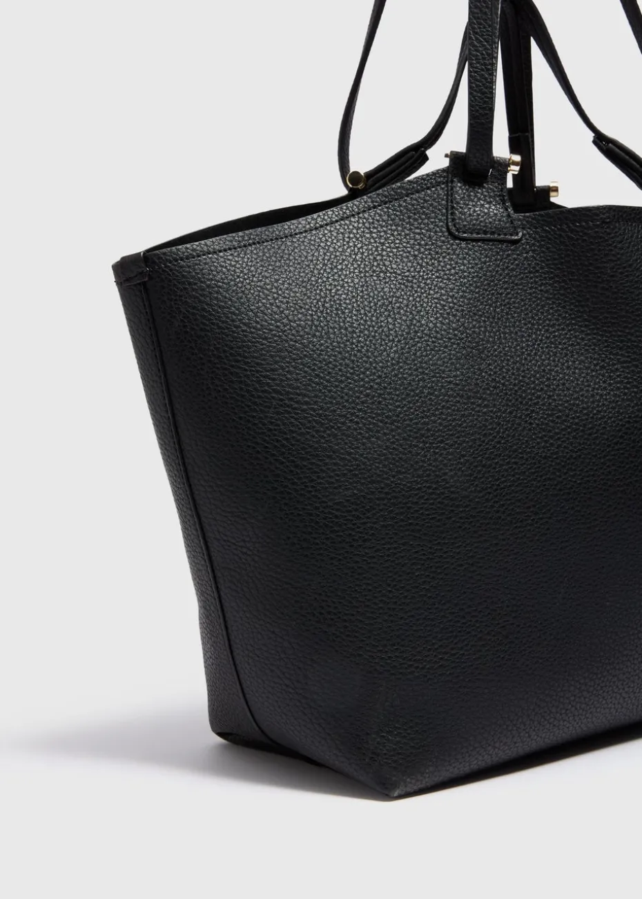 Black Double Strap Tote Bag