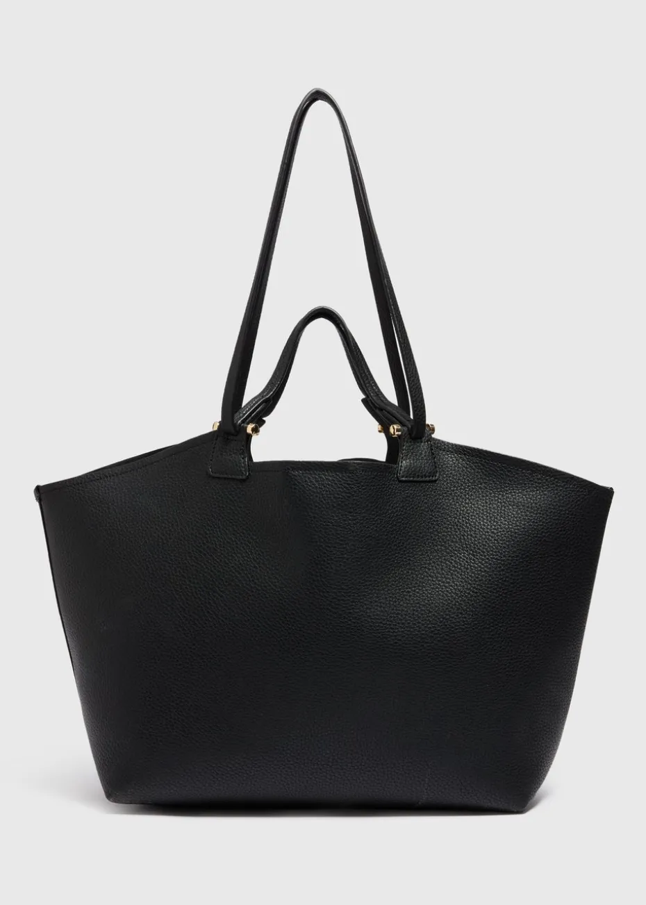 Black Double Strap Tote Bag