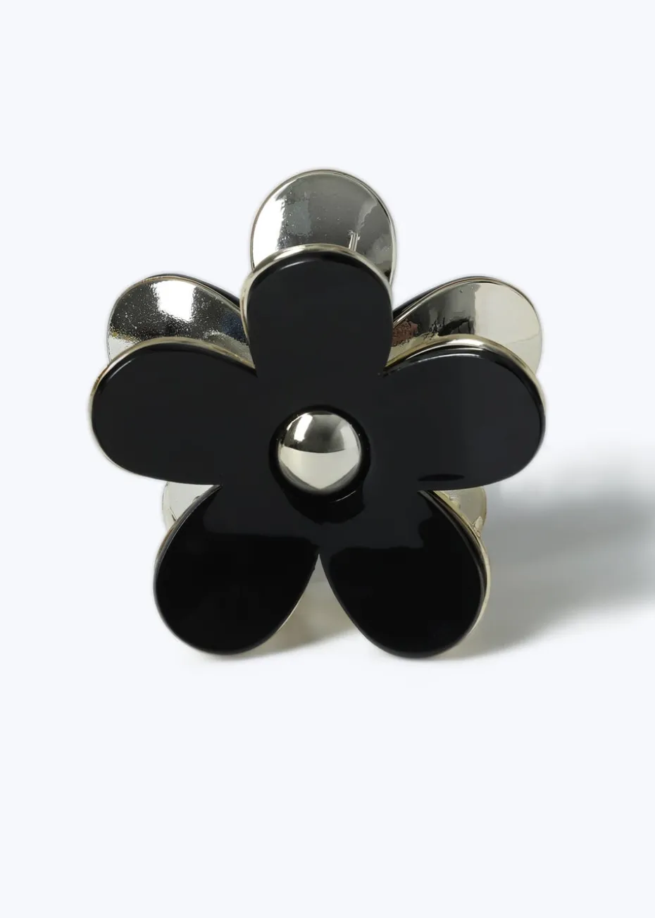 Black Flower Claw Clip