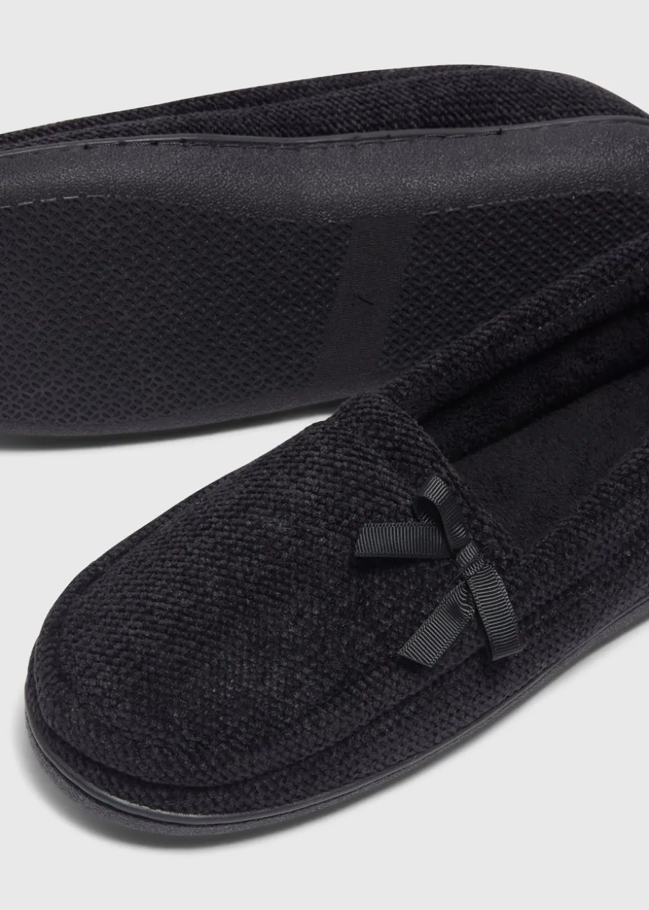 Black Full Velour Slippers