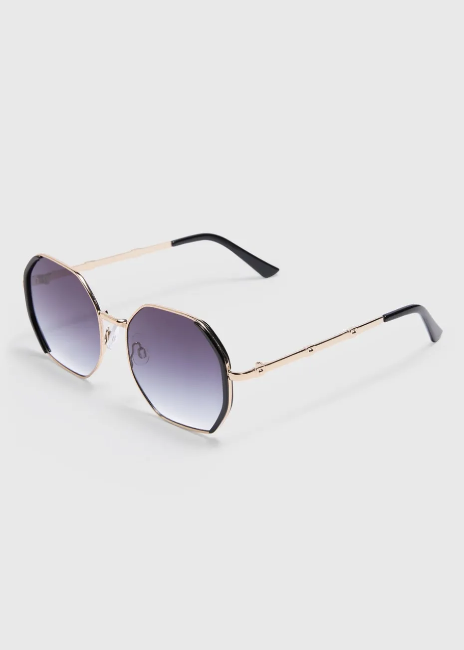 Black Hexagon Frame Sunglasses