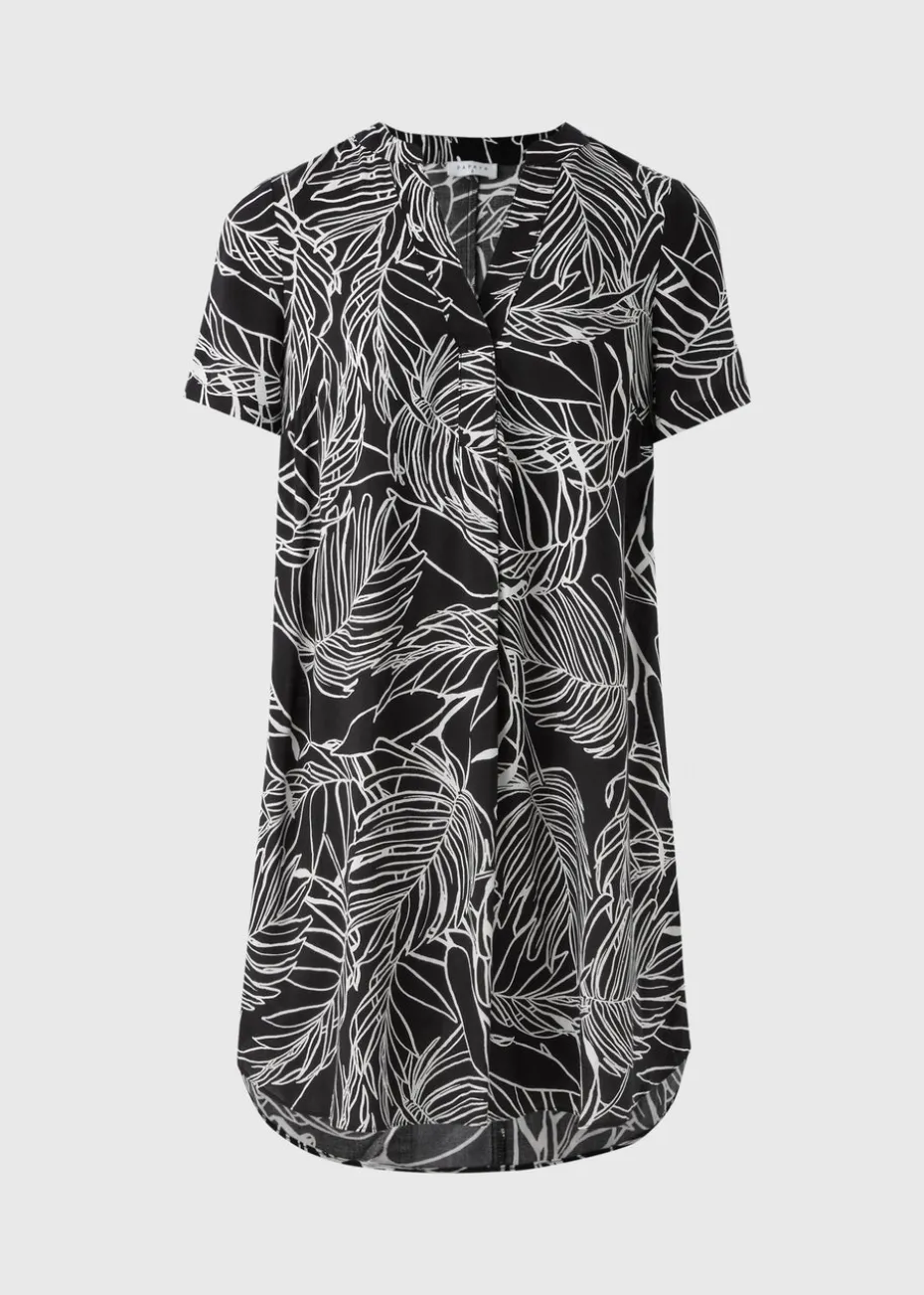 Black Leaf Popover Tunic