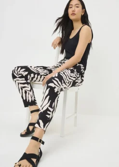 Black Leaf Tapered Trousers