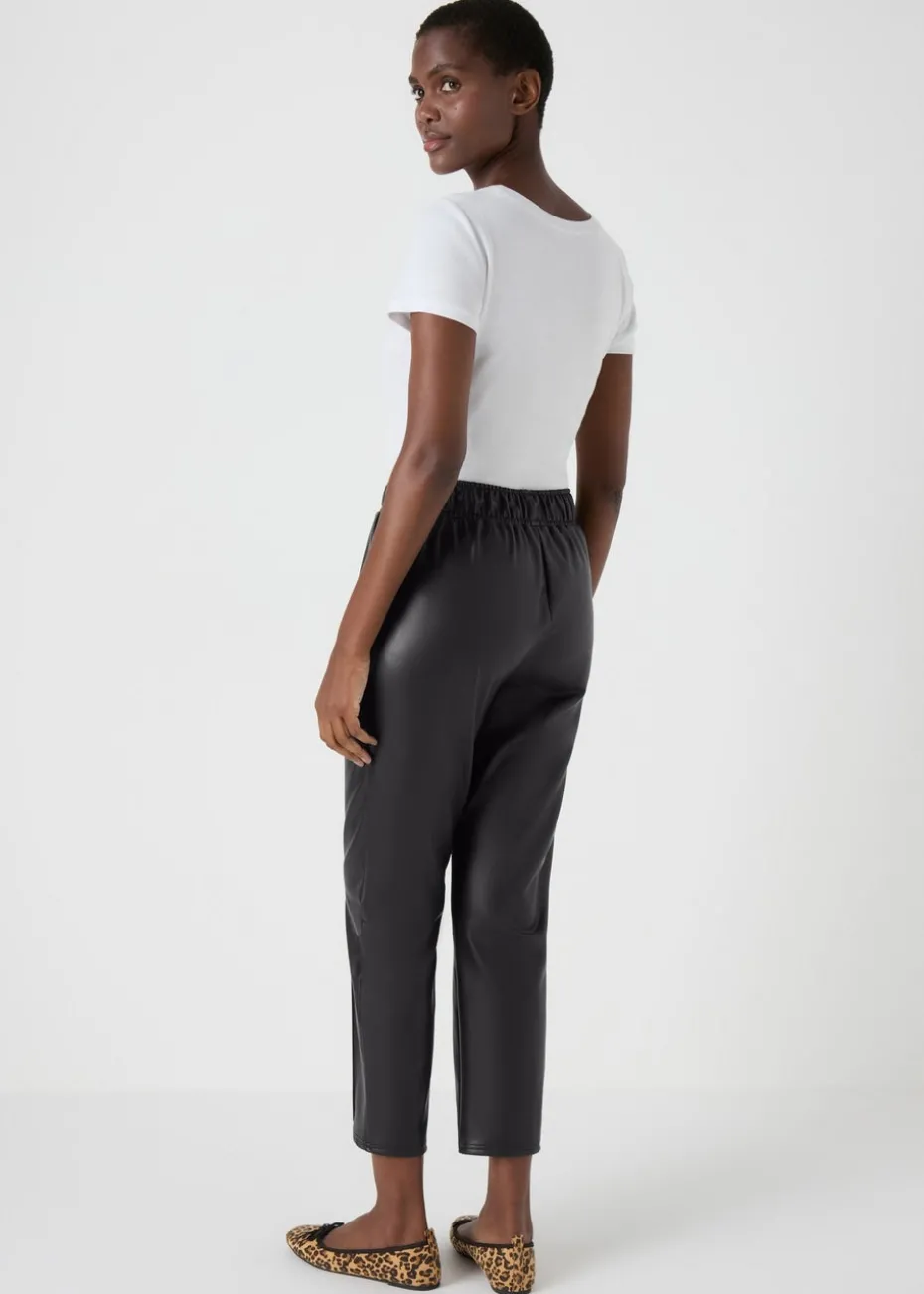 Black Leather Look Tapered Trousers