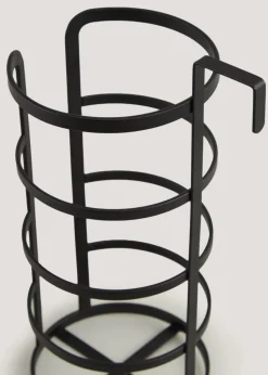 Black Metal Hook Toilet Roll Holder (30cm x 13cm x 17.5cm)