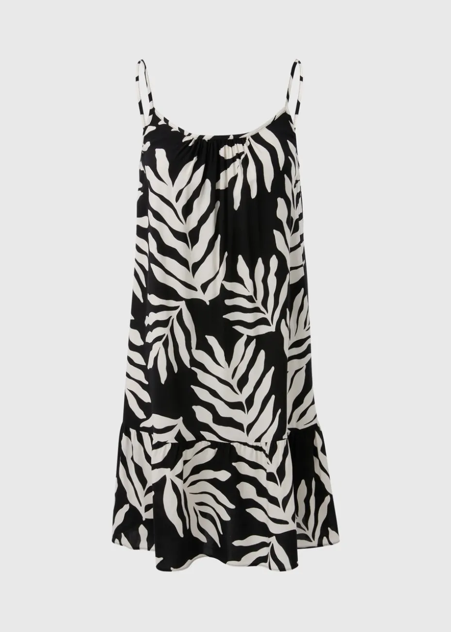 Black Monochrome Leaf Print Cami Mini Dress