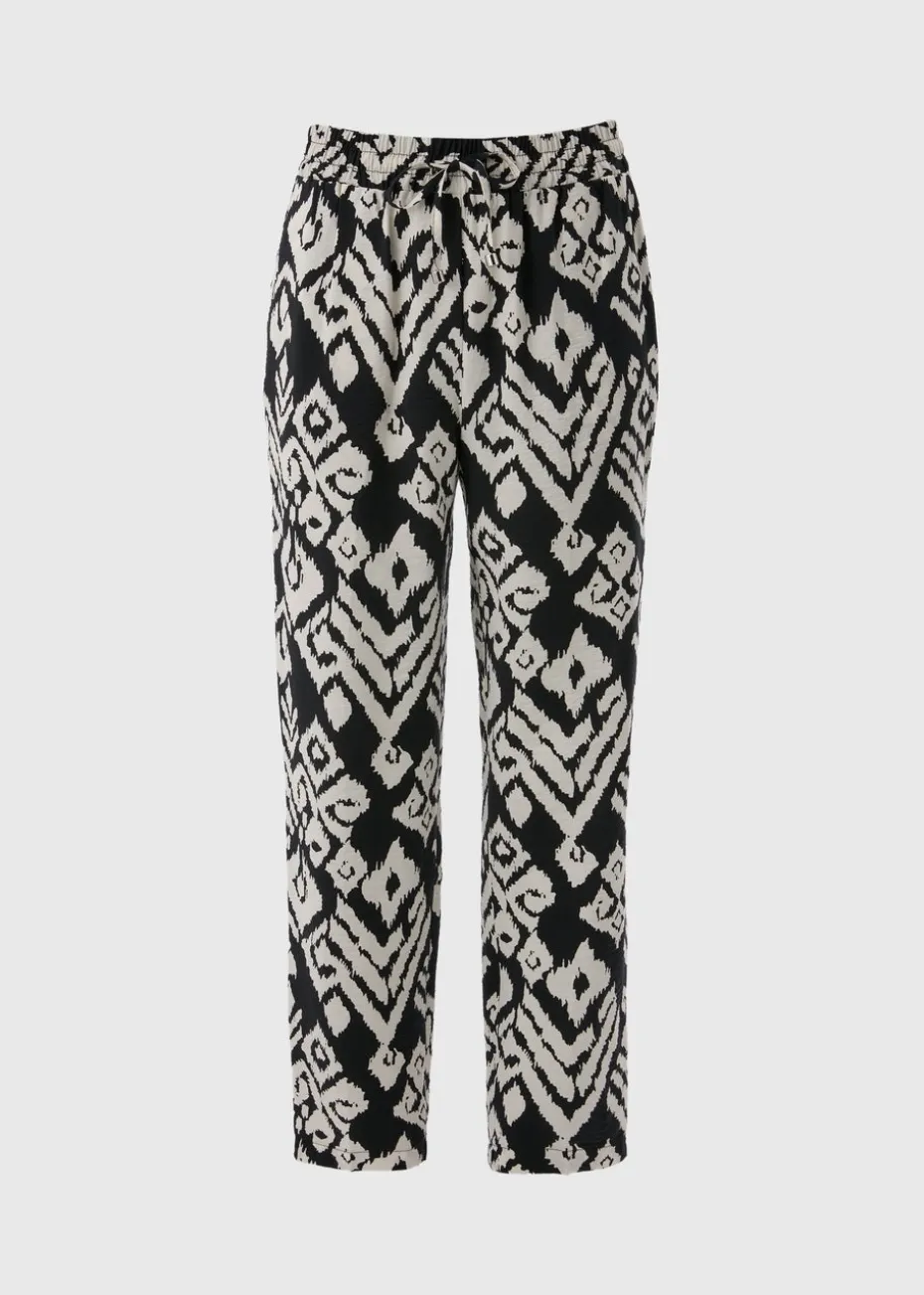 Black Monochrome Printed Tapered Trousers