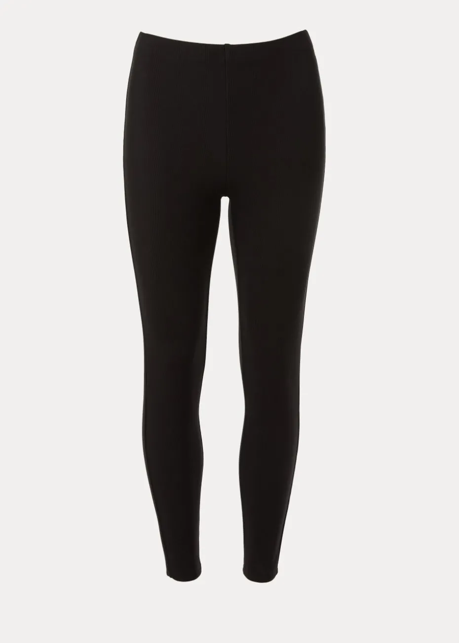 Black Ottoman Stitch Ribbed Leggings