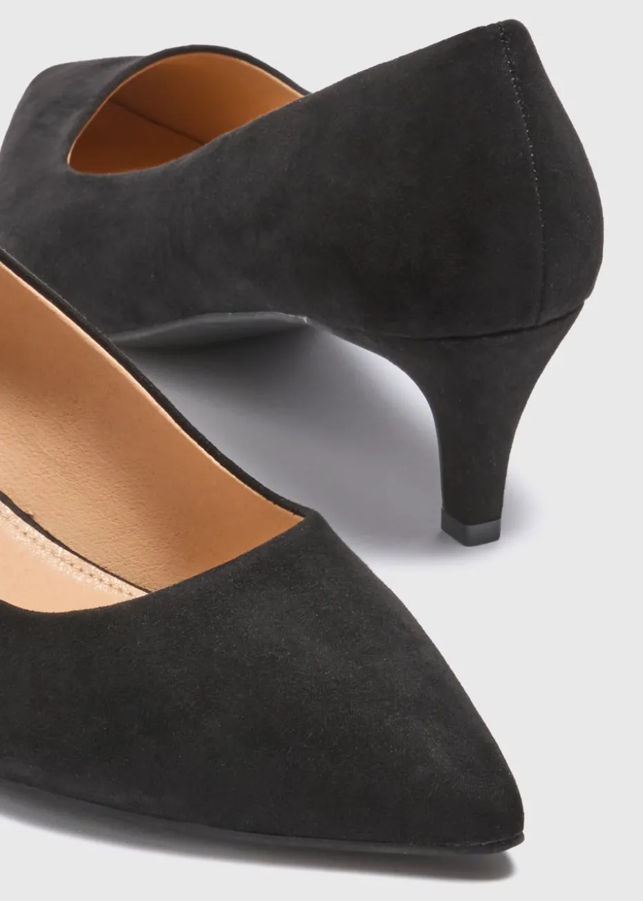 Black Peg Heel Court Shoes