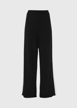 Black Side Stripe Wide Leg Trousers