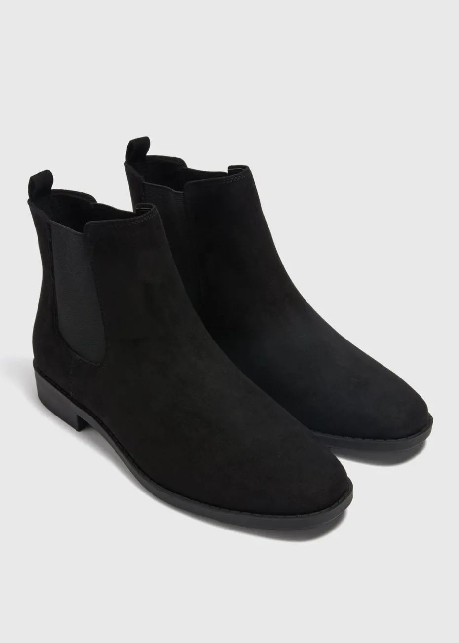 Black Suede Look Chelsea Boots