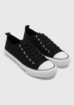 Black Toe Cap Canvas Trainers