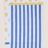 Blue and Yellow Lemon Printed Tea Towels
