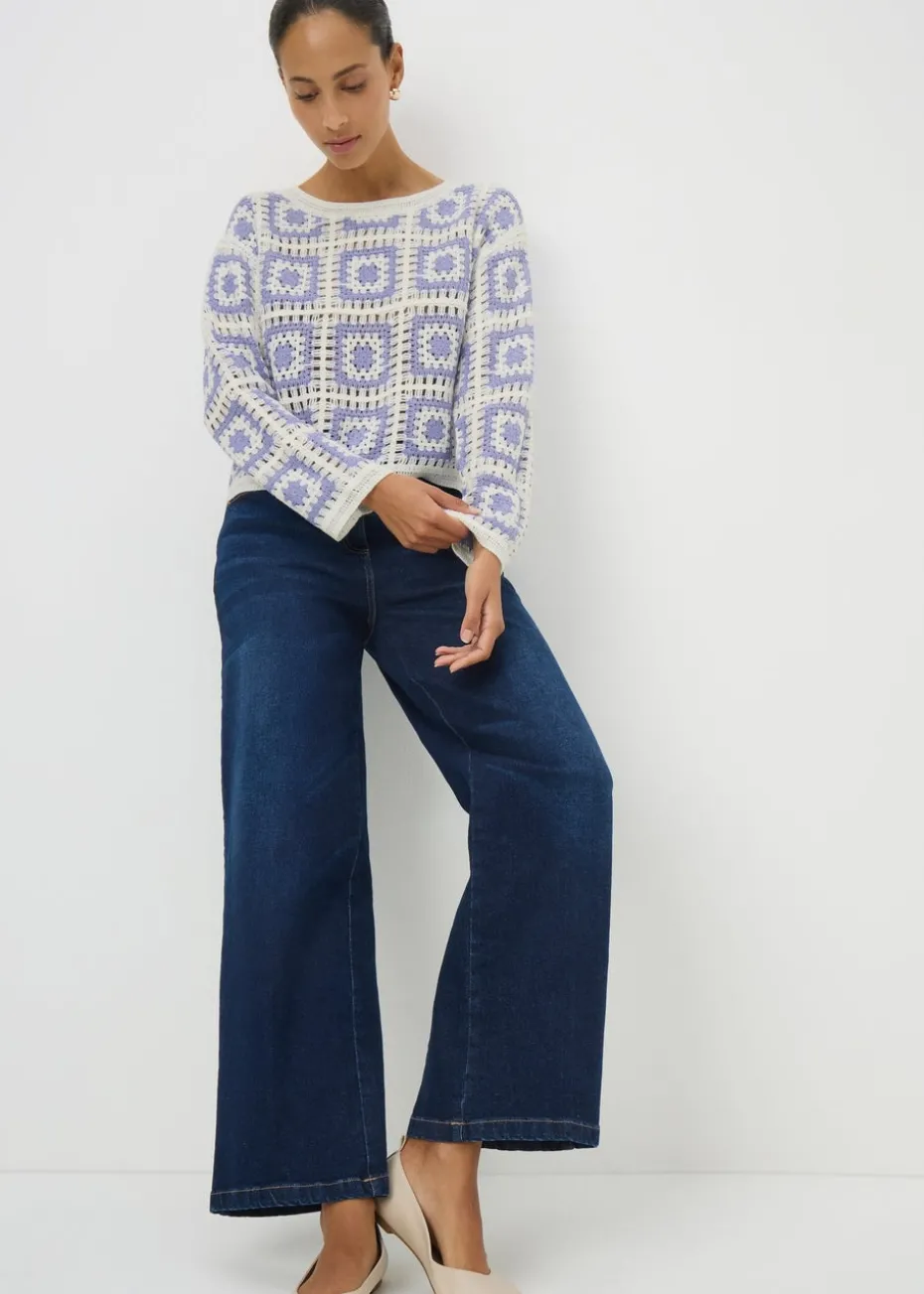 Blue Crochet Patchwork Jumper