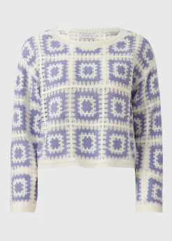 Blue Crochet Patchwork Jumper