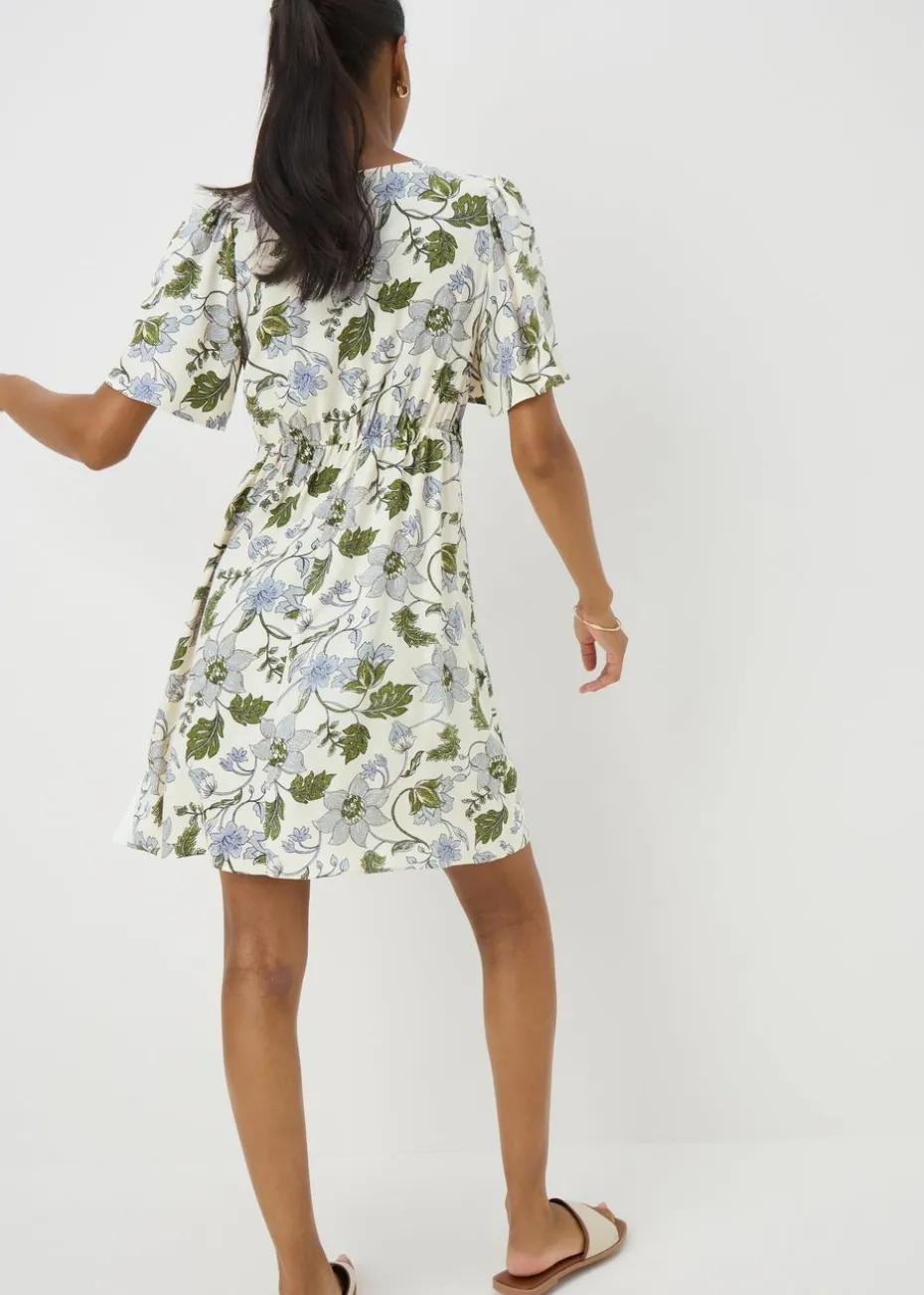 Blue Floral Mini Tea Dress