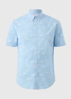 Blue Island Print Short Sleeve Shirt