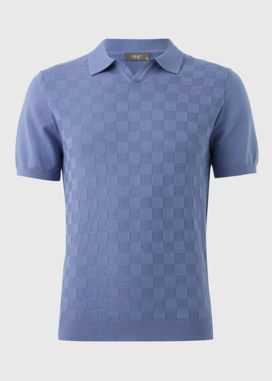 Blue Square Texture Smart Polo Shirt