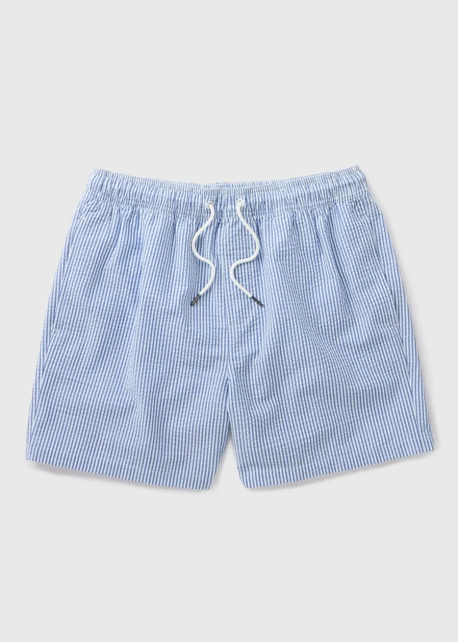 Blue Stripe Seersucker Swim Shorts