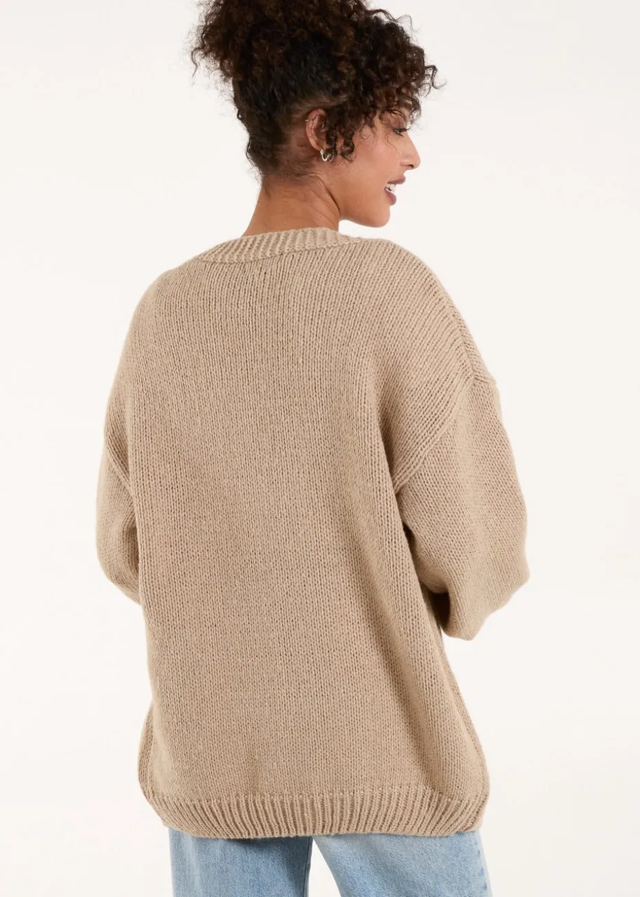 Blue Vanilla Beige Daisy Large Flower Cardigan