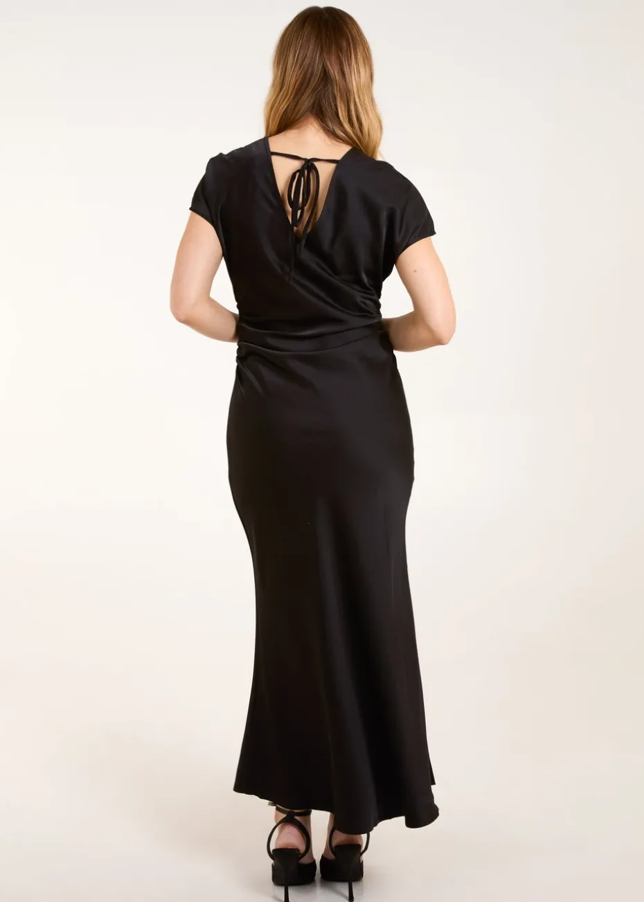 Blue Vanilla Black Bias Cut Batwing Slip Dress