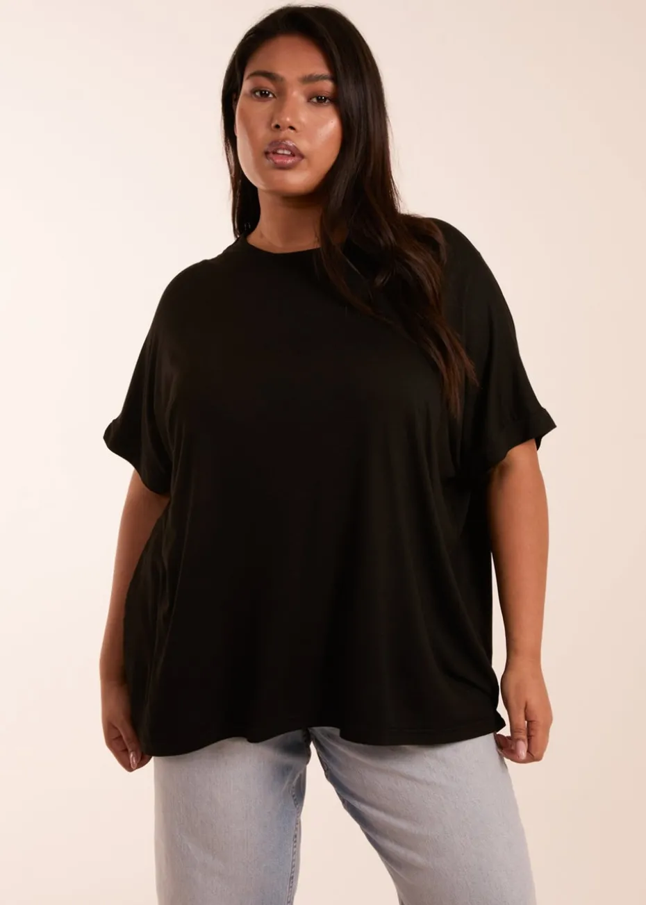 Blue Vanilla Black Curve Floral Crochet Back Top