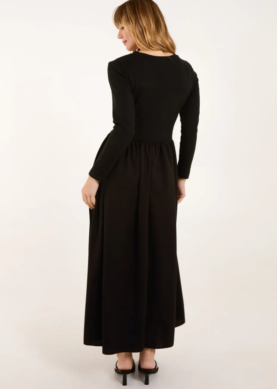 Blue Vanilla Black Long Sleeve Scuba Crepe Skirt Dress