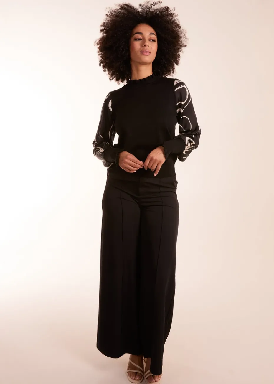 Blue Vanilla Black Marble Sleeve Frill Jumper